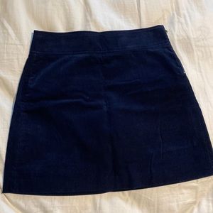 Navy corduroy gold side zip j crew mini skirt